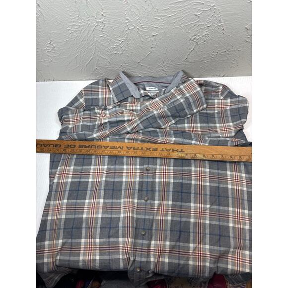 Jos A Banks 1905 Men’s Tailored Fit Long Sleeve Cotton Gray Flannel Plaid Sz XL - Picture 5 of 5